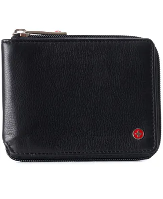 Alpine Swiss Zipper Bifold Wallet for Men Women Rfid Protected Genuine Leather