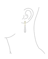 Bling Jewelry Modern Geometric Linear Thin Long Off White Column Simulated Pearl Dangling Chandelier Clip-on Earrings For Women