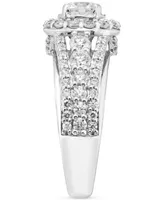 Diamond Halo Triple Row Engagement Ring (1-5/8 ct. t.w.) in 14k White Gold