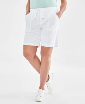 Style & Co Petite Cotton Mid-Rise Drawstring Shorts, Created for Macy's