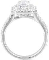 Diamond Emerald-Cut Double Halo Engagement Ring (2 ct. t.w.) in 14k White Gold