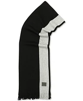 Calvin Klein Men's Thick Wool Blend Side Stripe Logo Scarf