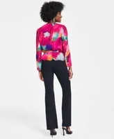 I.N.C. International Concepts Petite Pleated Sleeve Peplum Blouse High Rise Flare Pants Created For Macys