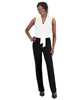 Kasper Pull-On Welt-Pocket Straight-Leg Pants, Women's & Plus