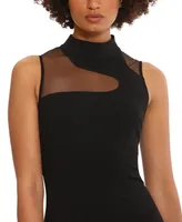 Donna Morgan Women's Mock-Neck Sleeveless Slit-Front Dress