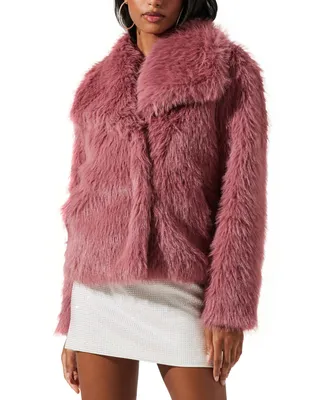 Astr the Label Women's Lynx Faux-Fur Oversized-Collar Jacket