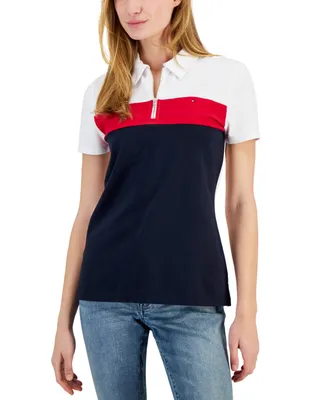 Tommy Hilfiger Women's Colorblocked Zip Polo Shirt