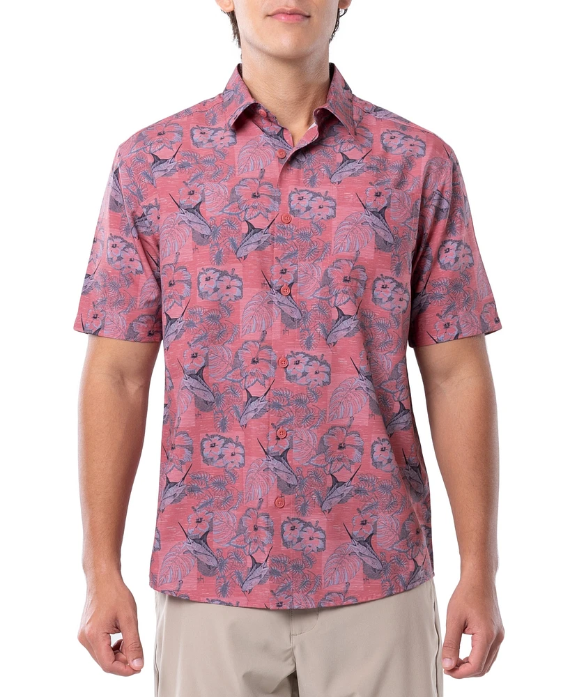 Guy Harvey Men's Short-Sleeve Marlin Floral Fishing Shirt