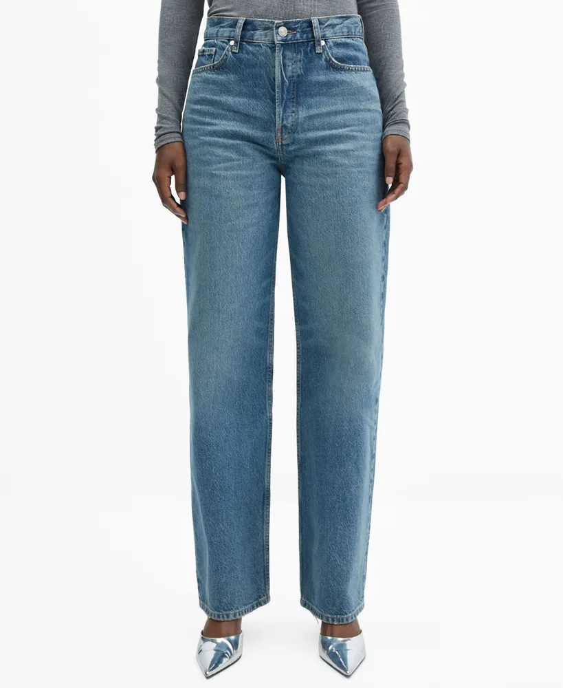 Mango Women's High Waist Straight Jeans