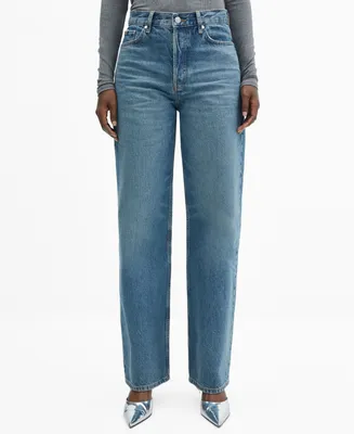 Mango Women's High Waist Straight Jeans
