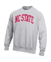 Men's Champion Heathered Gray Nc State Wolfpack Arch Reverse Weave Pullover Sweatshirt
