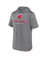 Men's Fanatics Heather Gray Wisconsin Badgers Modern Stack Hoodie T-shirt