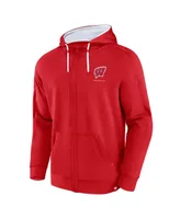Men's Fanatics Red Wisconsin Badgers Power Index Full-Zip Hoodie