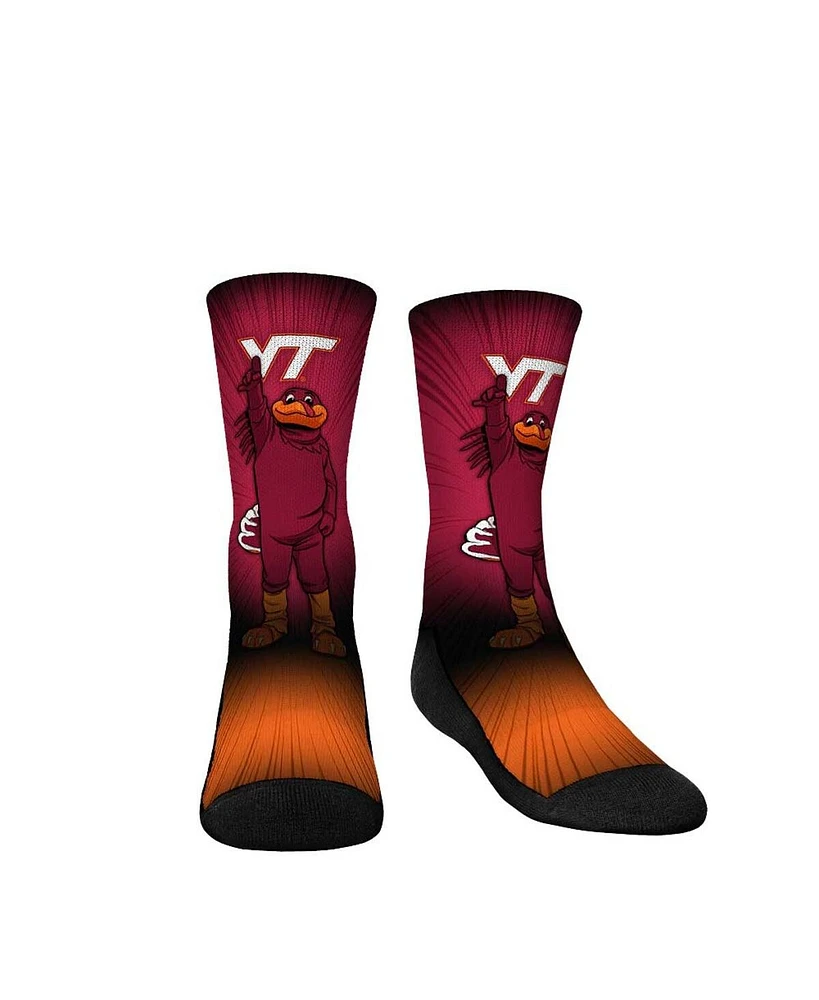 Youth Boys and Girls Rock 'Em Socks Virginia Tech Hokies Mascot Pump Up Crew Socks