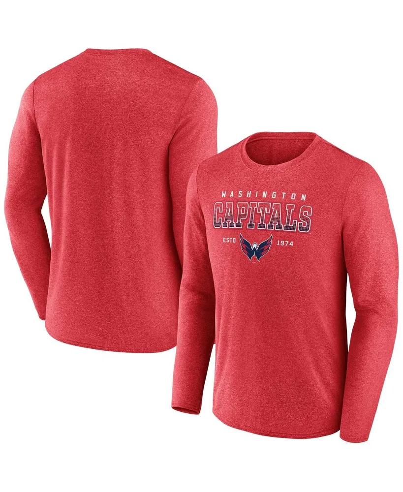 Men's Fanatics Heather Red Washington Capitals Long Sleeve T-shirt