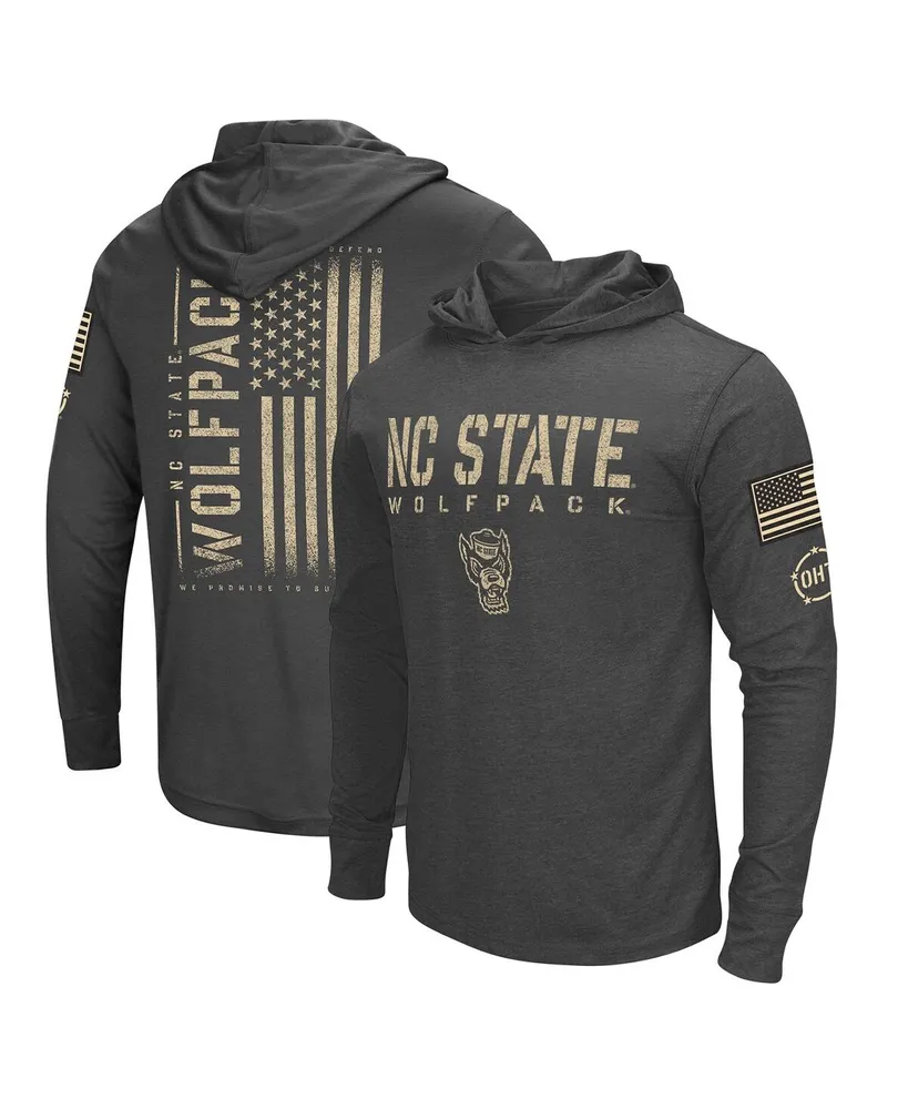 Men's Colosseum Charcoal Distressed Nc State Wolfpack Team Oht Military-Inspired Appreciation Hoodie Long Sleeve T-shirt