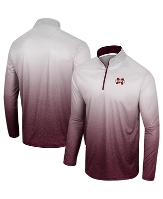 Men's Colosseum White, Maroon Mississippi State Bulldogs Laws of Physics Quarter-Zip Windshirt