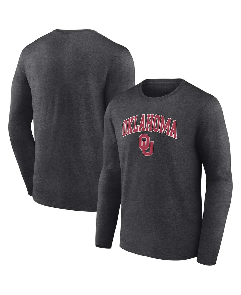 Men's Fanatics Heather Charcoal Oklahoma Sooners Campus Long Sleeve T-shirt