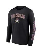 Men's Fanatics Black Ecu Pirates Distressed Arch Over Logo Long Sleeve T-shirt