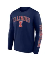 Men's Fanatics Navy Illinois Fighting Illini Distressed Arch Over Logo Long Sleeve T-shirt