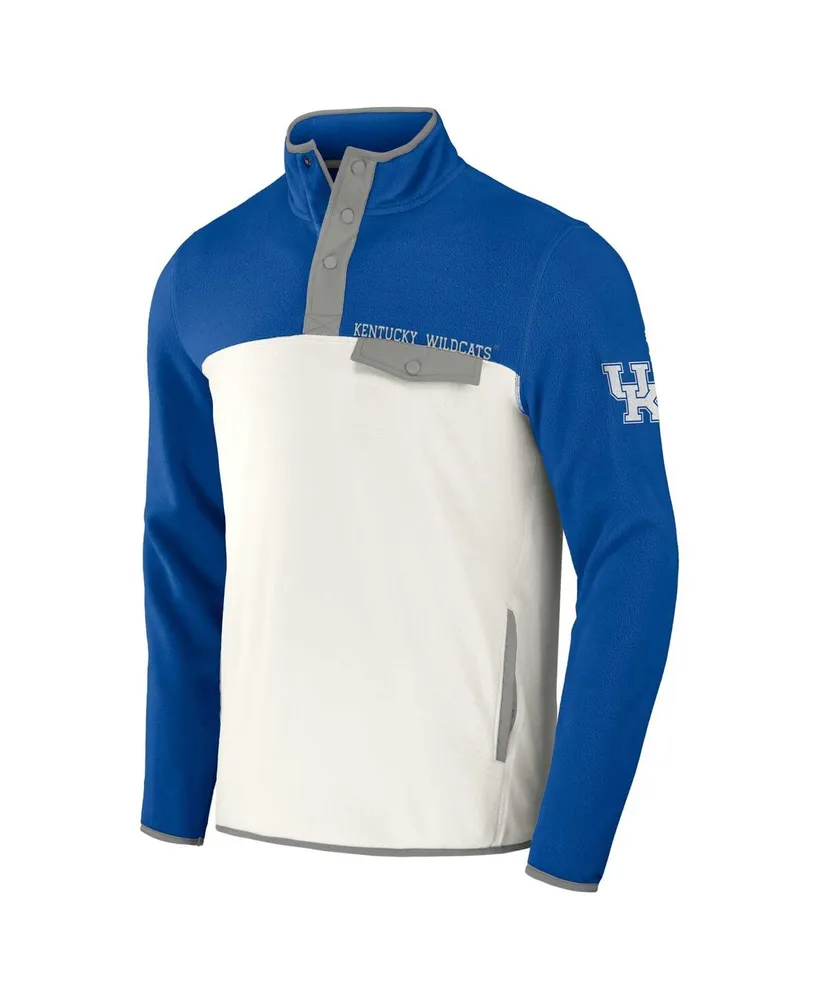 Men's Darius Rucker Collection by Fanatics Royal, White Kentucky Wildcats Micro Fleece Half-Snap Jacket