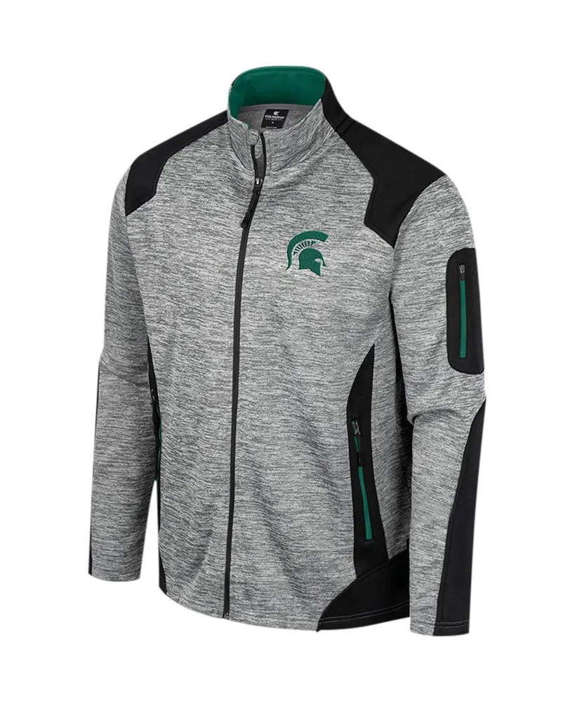 Men's Colosseum Gray Michigan State Spartans Silberman Color Block Full-Zip Jacket