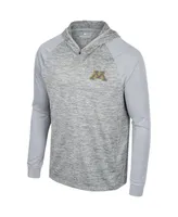 Men's Colosseum Gray Minnesota Golden Gophers Cybernetic Raglan Quarter-Zip Hooded Top