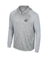 Men's Colosseum Gray Kansas Jayhawks Cybernetic Raglan Quarter-Zip Hooded Top