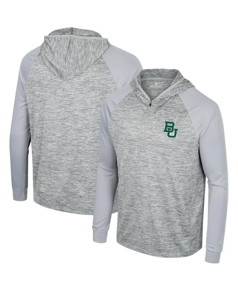 Men's Colosseum Gray Baylor Bears Cybernetic Raglan Quarter-Zip Hooded Top