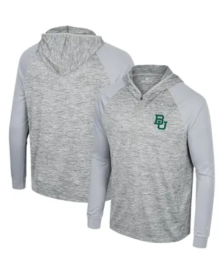 Men's Colosseum Gray Baylor Bears Cybernetic Raglan Quarter-Zip Hooded Top