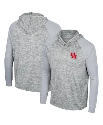 Men's Colosseum Gray Houston Cougars Cybernetic Raglan Quarter-Zip Hooded Top