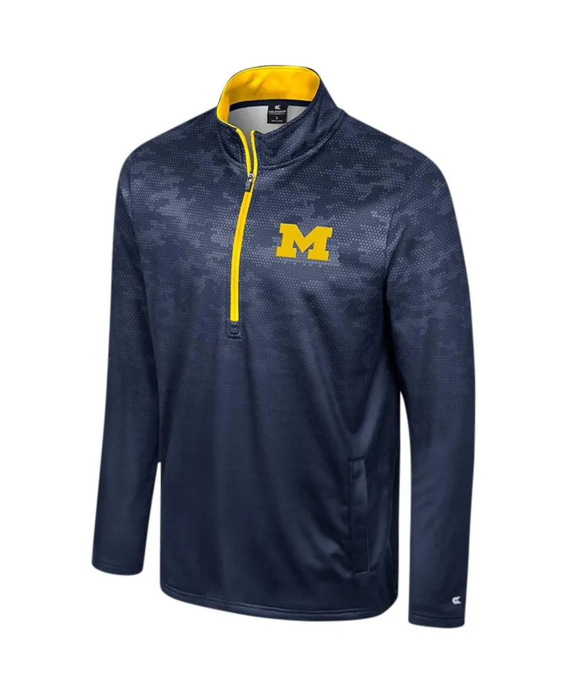 Men's Colosseum Navy Michigan Wolverines The Machine Half-Zip Jacket