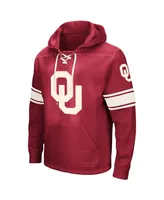 Men's Colosseum Crimson Oklahoma Sooners Big and Tall Hockey Lace-Up Pullover Hoodie