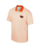 Men's Colosseum White, Orange Oregon State Beavers Print Stripe Polo Shirt
