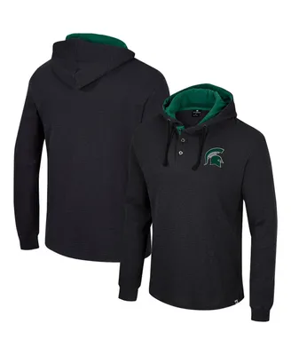 Men's Colosseum Black Michigan State Spartans Affirmative Thermal Hoodie Long Sleeve T-shirt