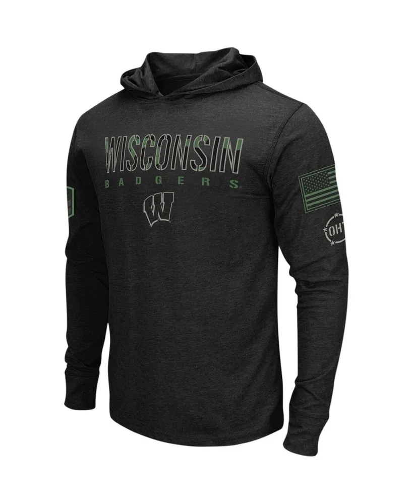 Men's Colosseum Black Wisconsin Badgers Big and Tall Oht Military-Inspired Appreciation Tango Long Sleeve Hoodie T-shirt