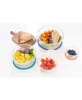 Genicook 8 Pc Nesting Borosilicate Glass Salad and Mixing Bowl Set with Lids