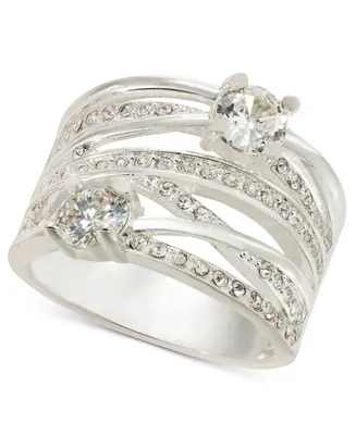 Charter Club Silver-Tone Pave & Cubic Zirconia Multi-Row Ring, Created for Macy's