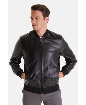 Furniq Uk Men's Leather Jacket, Black