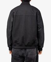 X-Ray Men's Wool Varsity with Grainy Polyurethane Sleeves Bomber Jacket