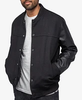 X-Ray Men's Wool Varsity with Grainy Polyurethane Sleeves Bomber Jacket