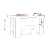 Coffee Table 31.1"x19.3"x16.1" Engineered Wood