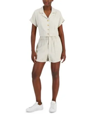 Now This Womens Button Front Linen Blend Shirt Paperbag Waist Shorts Created For Macys