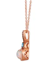 Le Vian Neopolitan Opal (1/2 ct. t.w.), Blue Topaz (1/10 ct. t.w.), & Diamond (1/4 ct. t.w.) Twist 18" Pendant Necklace in 14k Rose Gold