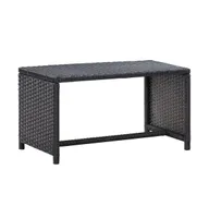 Coffee Table Black 27.6"x15.7"x15" Poly Rattan