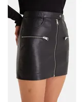 Furniq Uk Women's Leather Fashion Skirt, Black