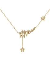 LuvMyJewelry Starlight Design Sterling Silver Diamond Drop Women Necklace