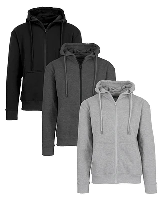 Blue Ice Men's Fleece-Lined Full-Zip Hoodie, Pack of 3