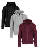 Blue Ice Men's Fleece-Lined Full-Zip Hoodie, Pack of 3