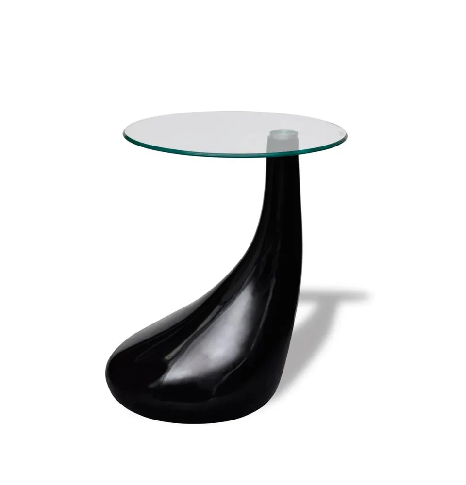 Coffee Table with Round Glass Top High Gloss